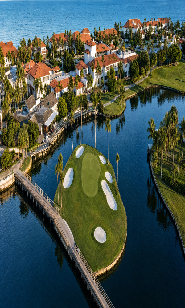 Golf course with ocean view